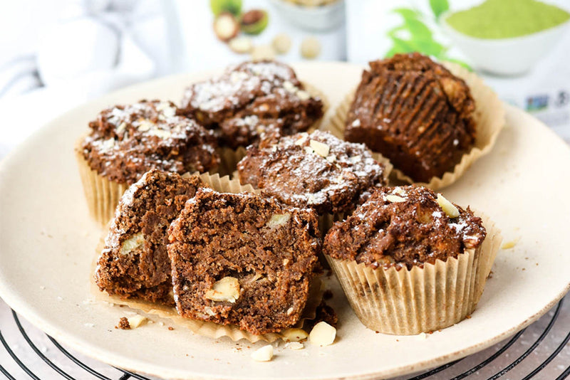 Matcha Banana Muffins with Macadamia Nuts
