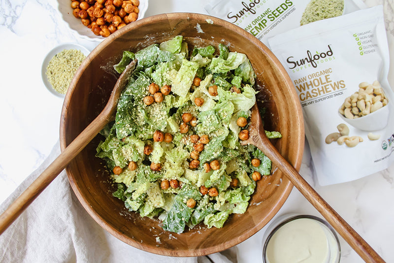 Vegan Caesar Salad with Hemp Parmesan