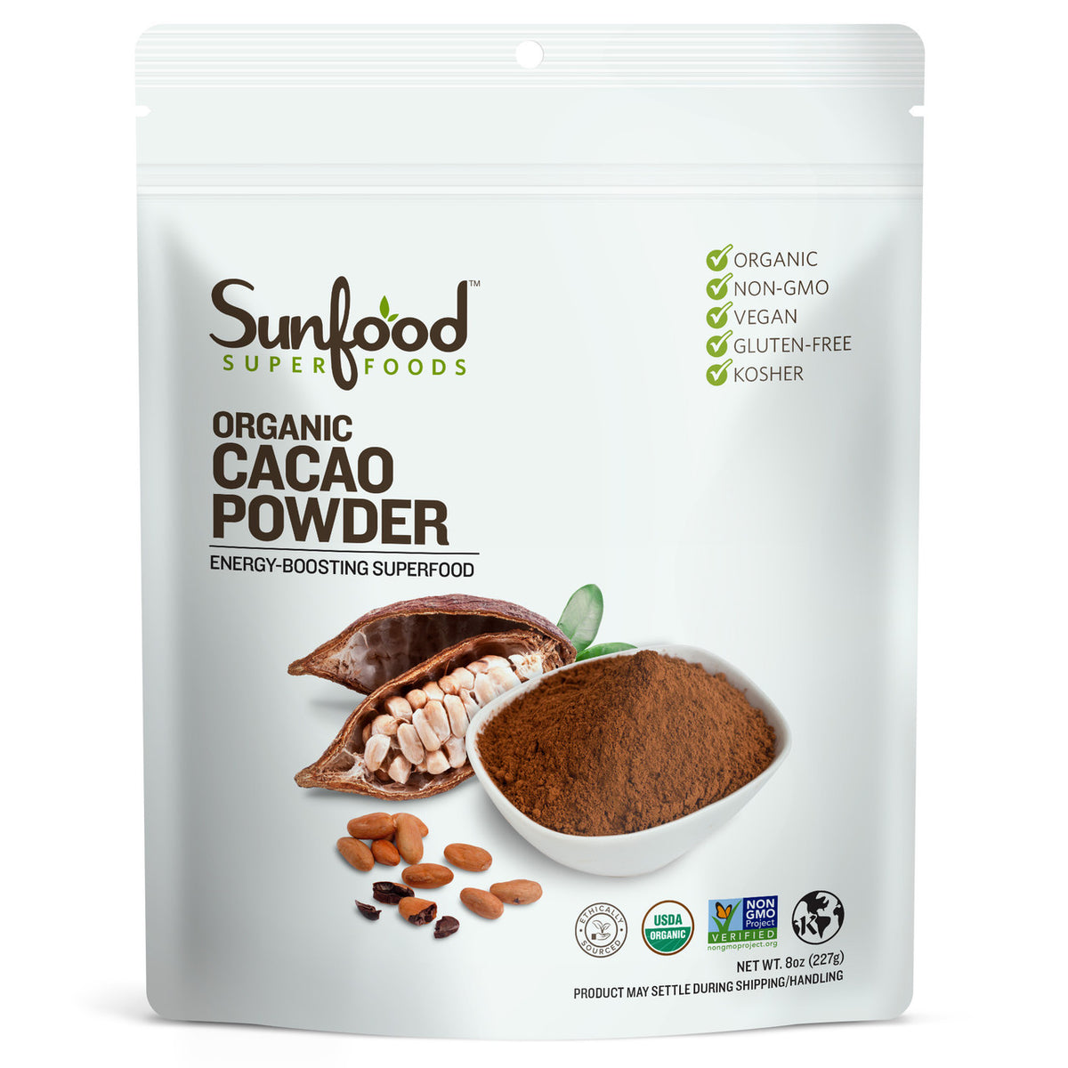 Sunfood Cacao Powder, Organic Raw - Front