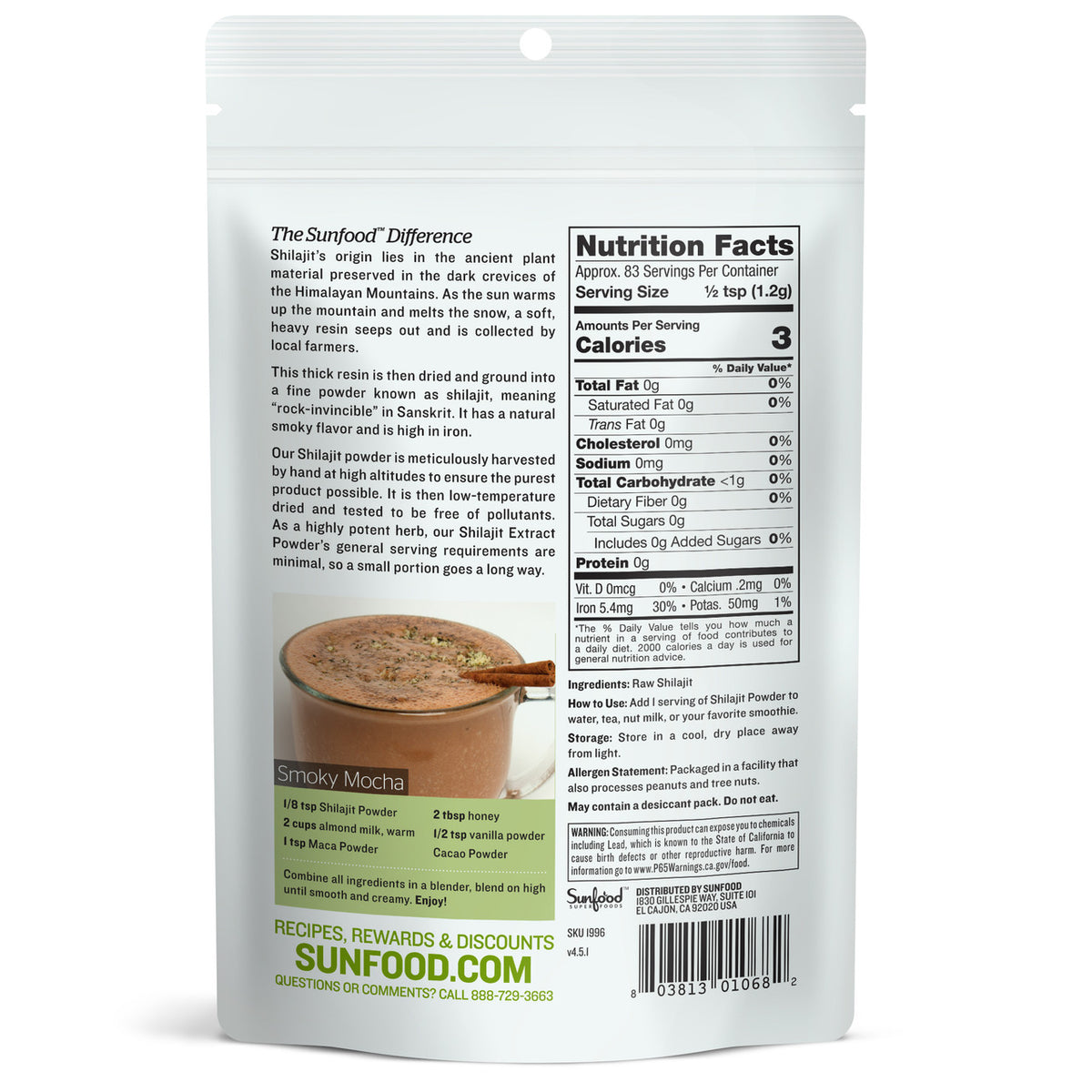 Shilajit Powder, 3.5oz, Raw - Back