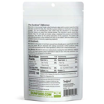 Chlorella Tablets - Back