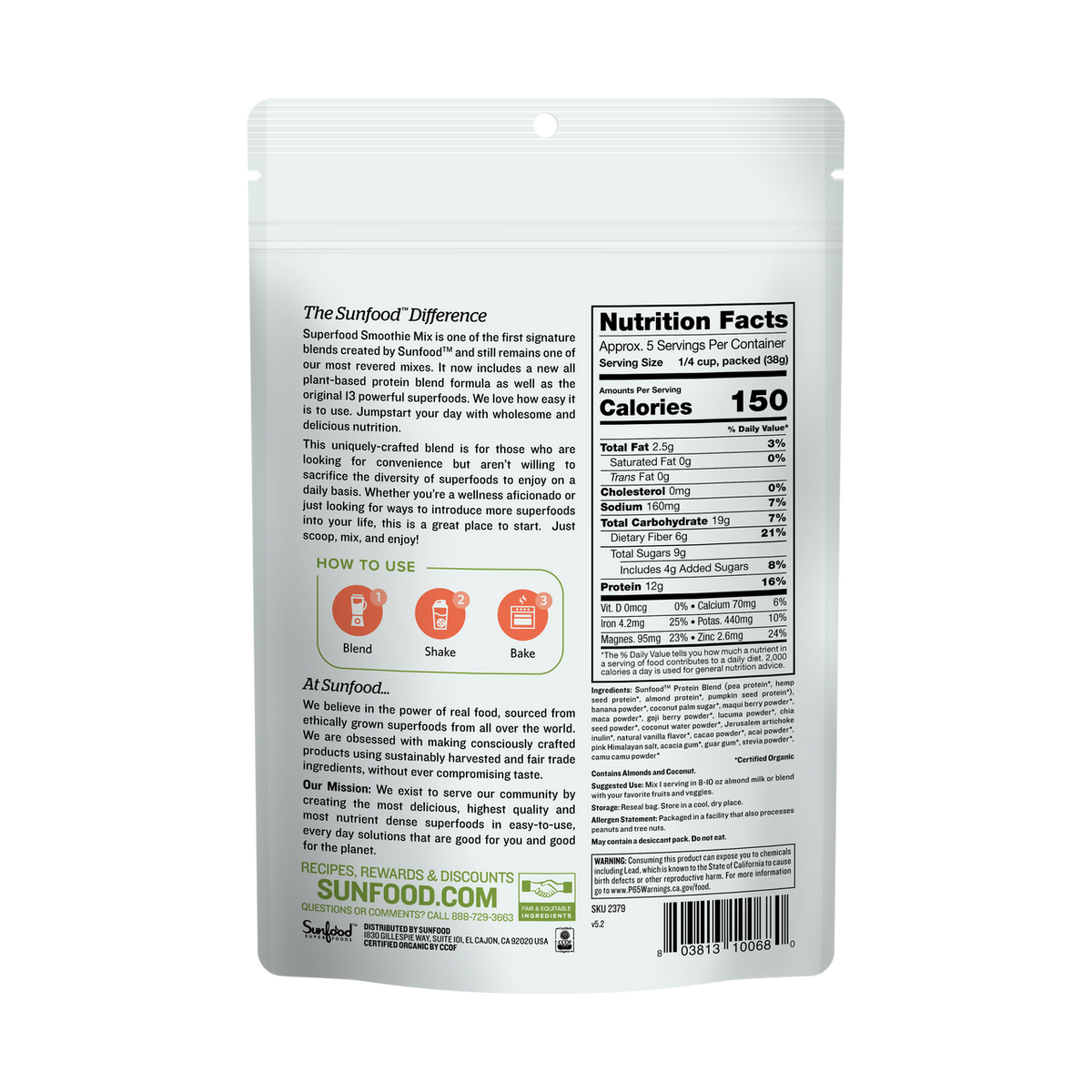 Original Smoothie Mix 8oz - Back