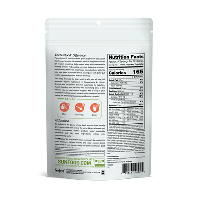 Supergreens & Protein, 8oz, Organic - Back