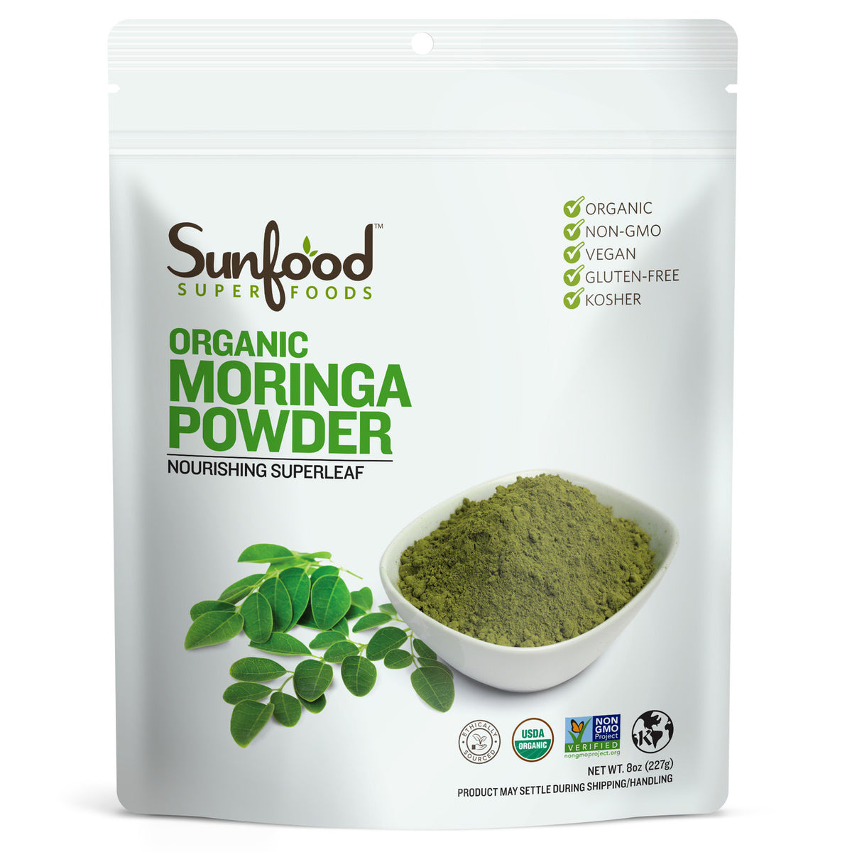 Moringa Powder, Organic, 8oz - Front