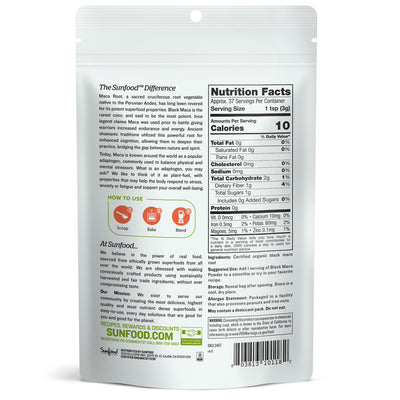 Black Maca Powder, 4oz, Organic, Raw - Back