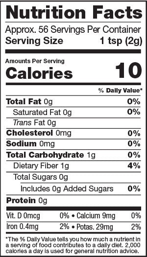 Matcha Green Tea Powder, 4oz, Organic - Nutrition Facts