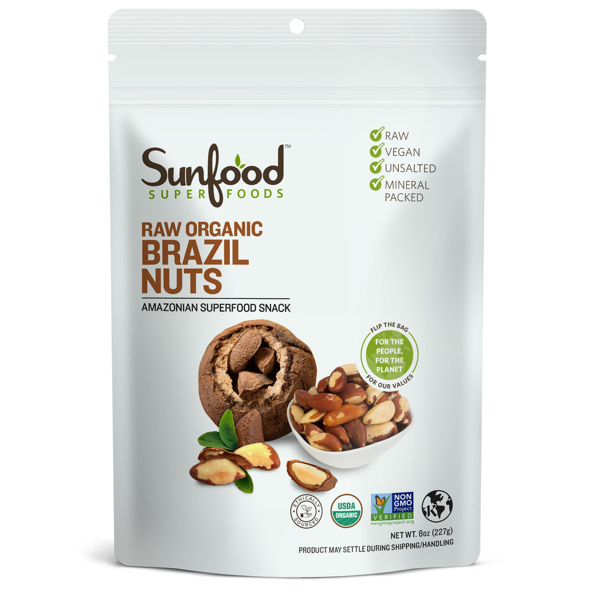 Brazil Nuts, 8oz, Organic, Raw - Front