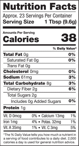 Beet Powder, 8oz, Organic - Nutrition Facts