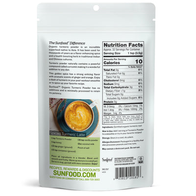 Turmeric Powder, 4oz, Organic - Back