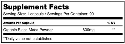 Black Maca Capsules, Supplement facts