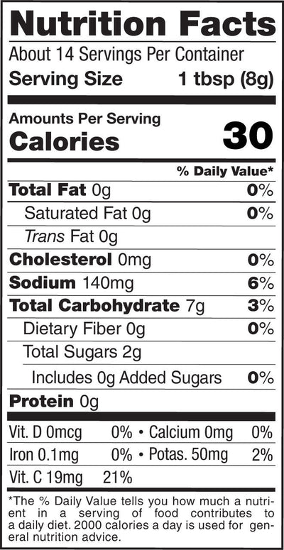 Organic Red Blend, 4oz - Nutrition Panel