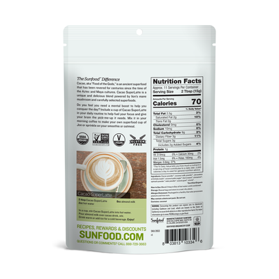 Cacao SuperLatte, 6oz, Organic - Back