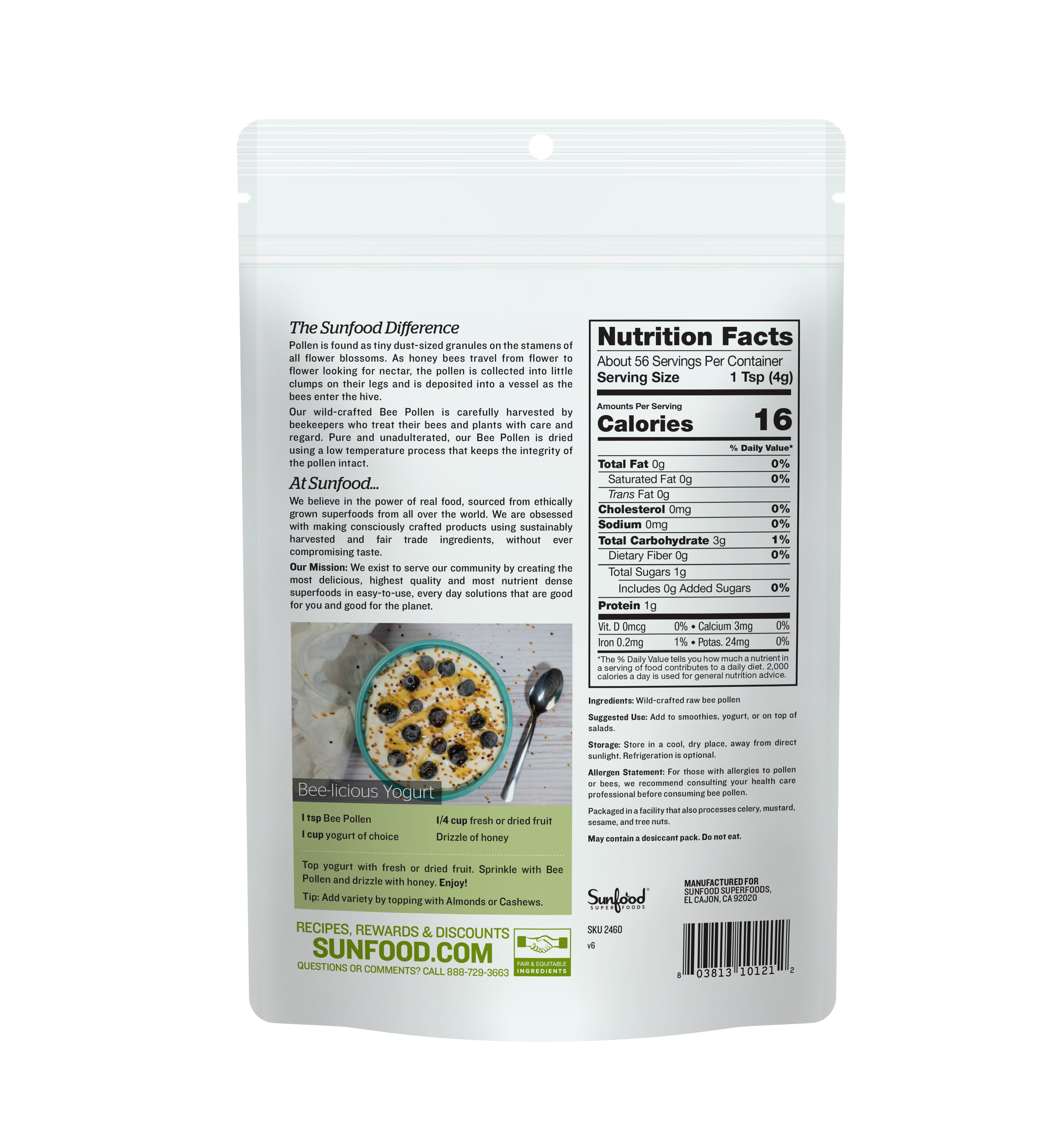 Bee Pollen, 8oz – Sunfood Superfoods