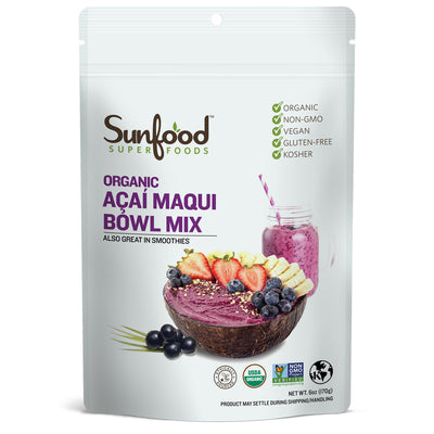 Acai Maqui Bowl Mix, 6oz, Organic - Front of Bag