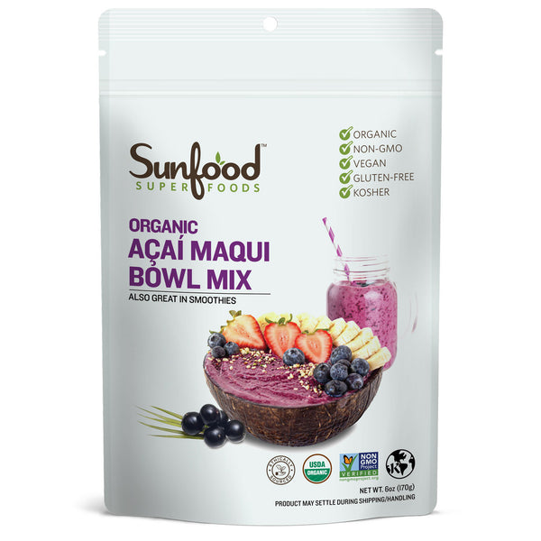 Acai Maqui Bowl Mix, 6oz, Organic - Front of Bag