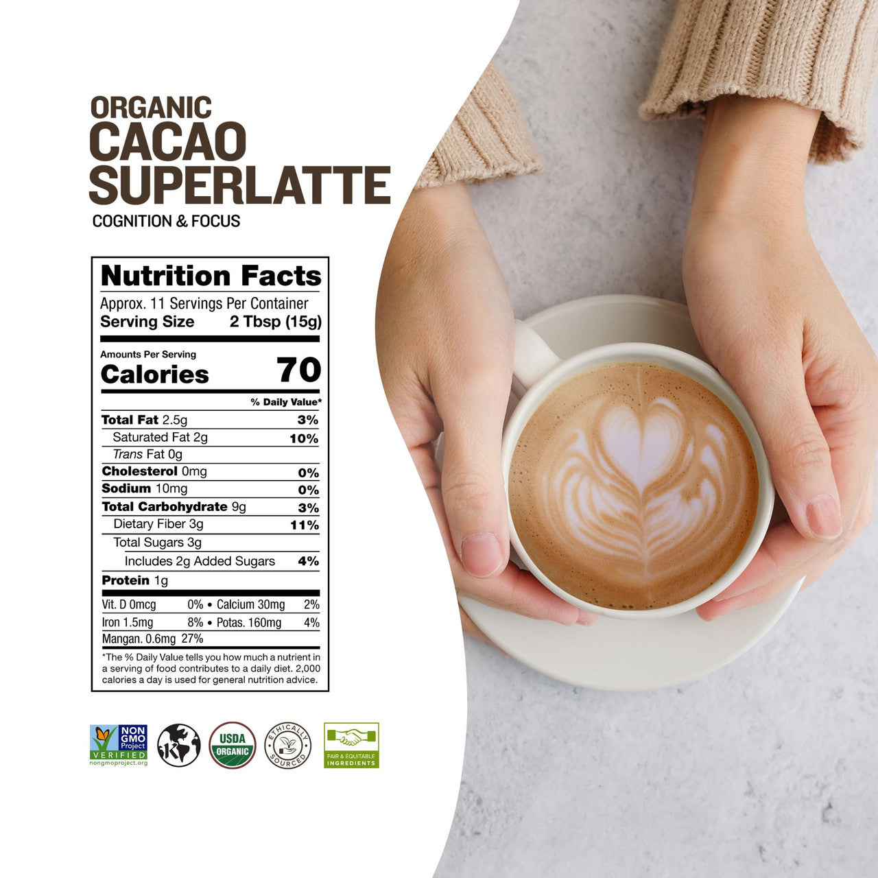Cacao Superlatte - 6oz | Organic - Sunfood – Sunfood Superfoods
