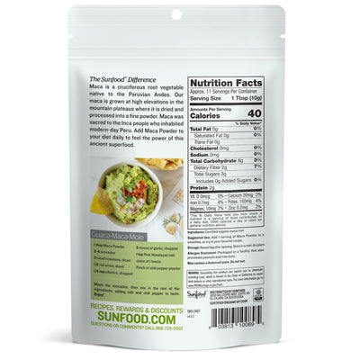 Maca Powder, Back of Bag
