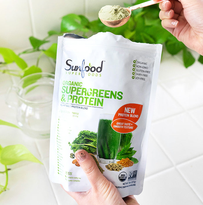 超お得❤️早い者勝ち★Sunfood SUPERGREENS&PROTEIN Supergreens & Protein 8oz, Certified Organic - Sunfood – Sunfood